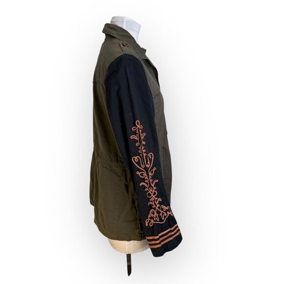 White Crow Olive‎ Embroidered Sleeve Utility Jacket - Picture 3 of 6